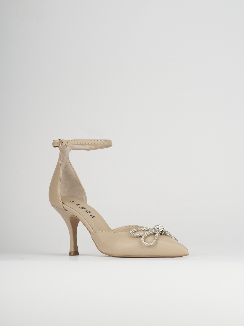 Pumps heel 7 cm beige leather