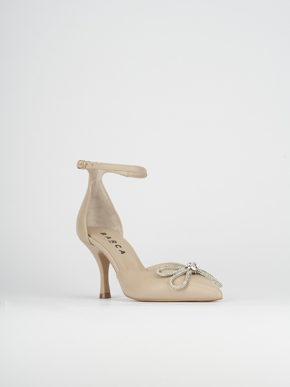 Pumps heel 7 cm beige leather