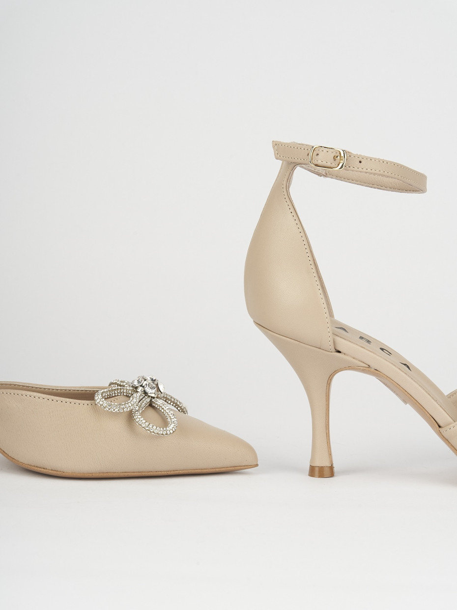 Pumps heel 7 cm beige leather