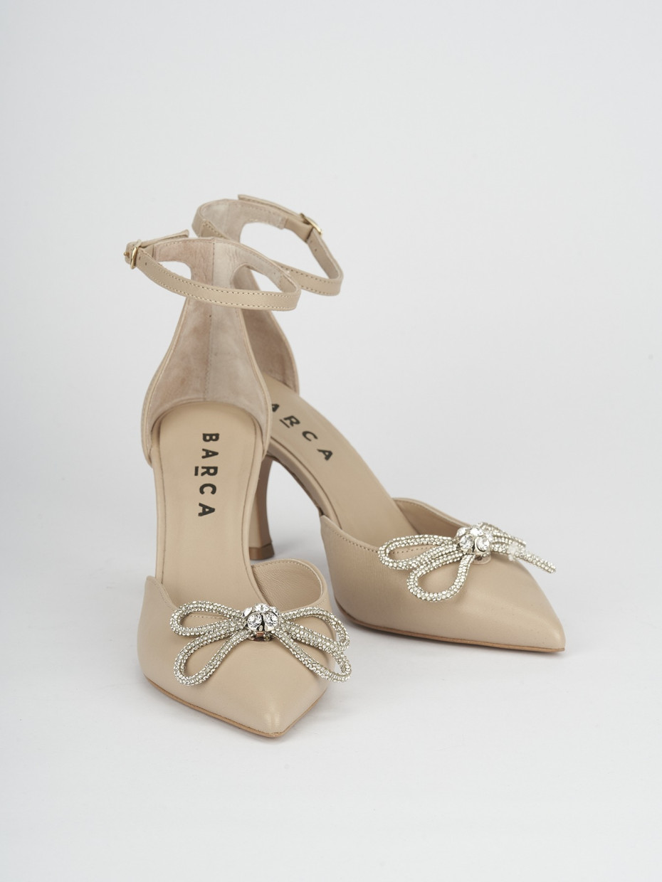 Pumps heel 7 cm beige leather