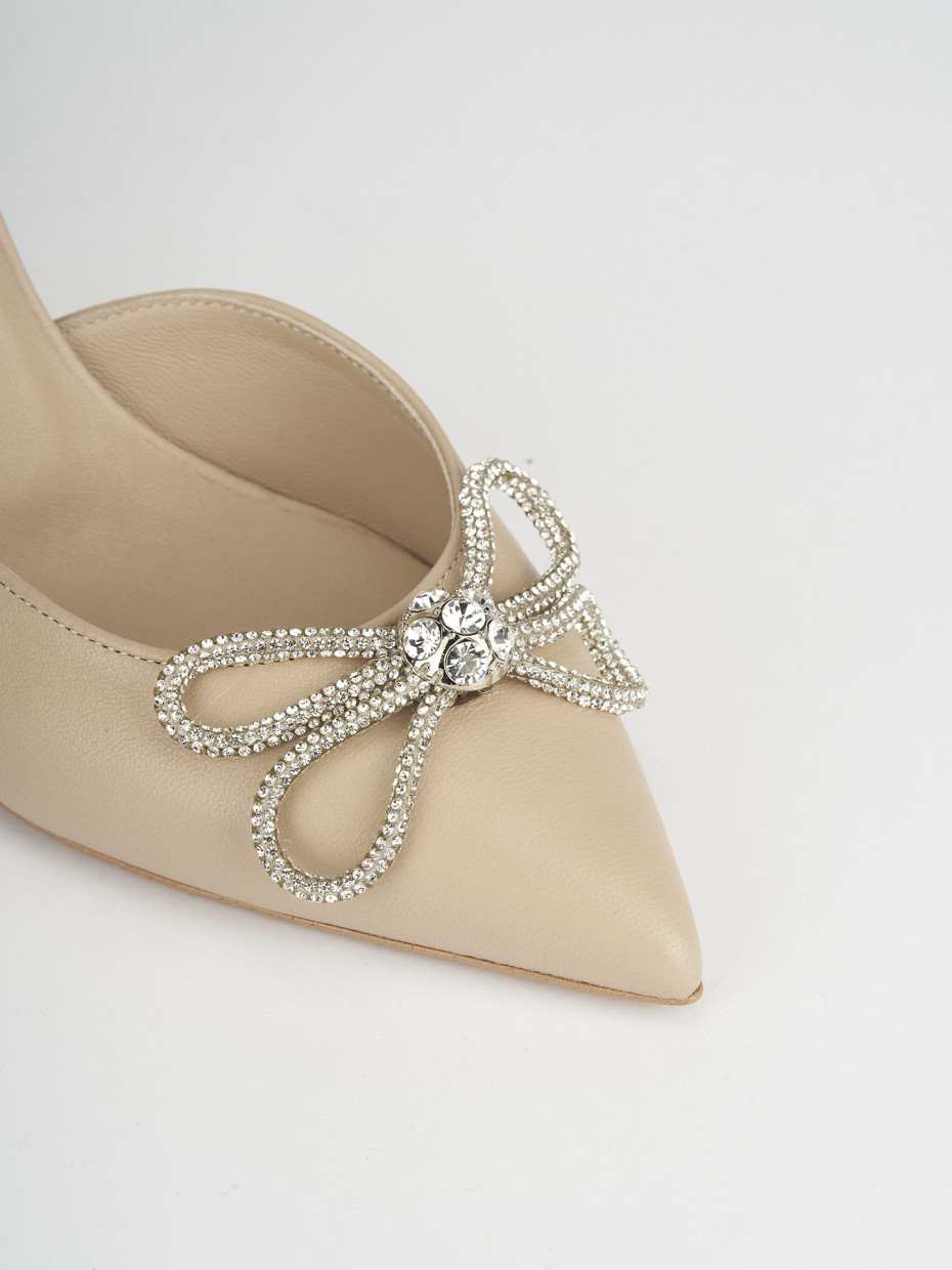Pumps heel 7 cm beige leather