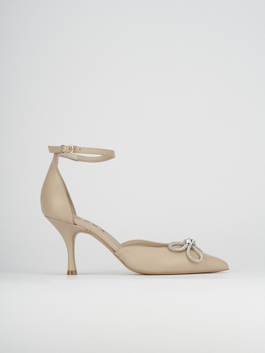 Pumps heel 7 cm beige leather