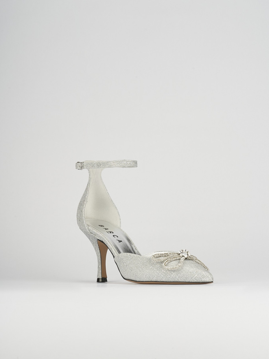 Décolleté e slingback tacco 7cm glitter argento