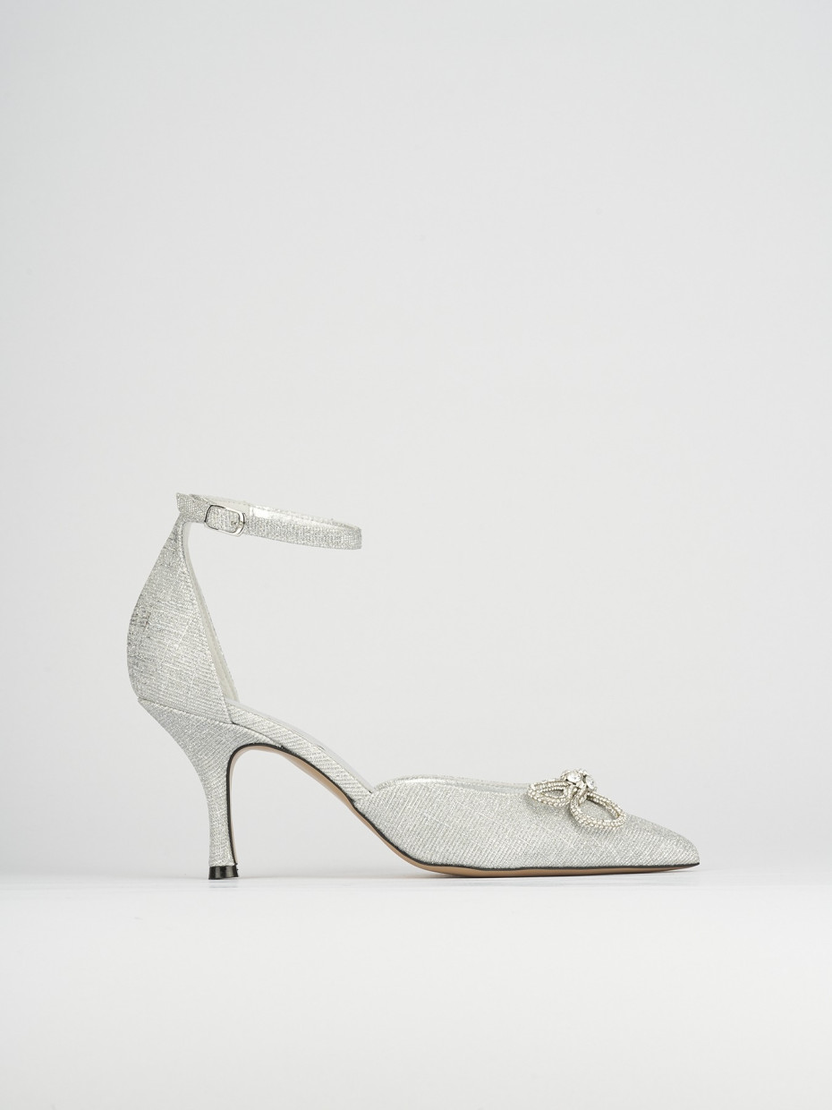 Décolleté e slingback tacco 7cm glitter argento