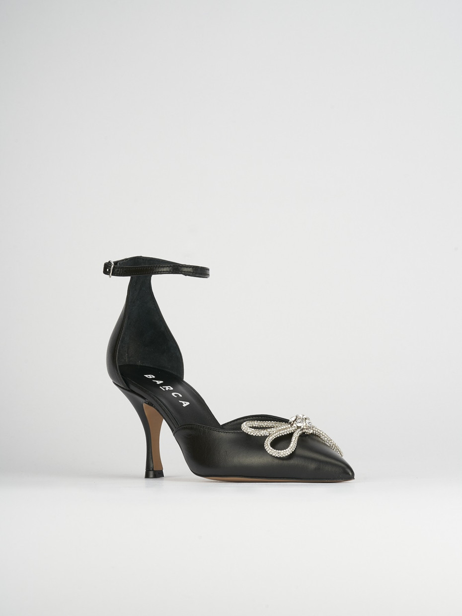 Décolleté e slingback tacco 7cm pelle nero