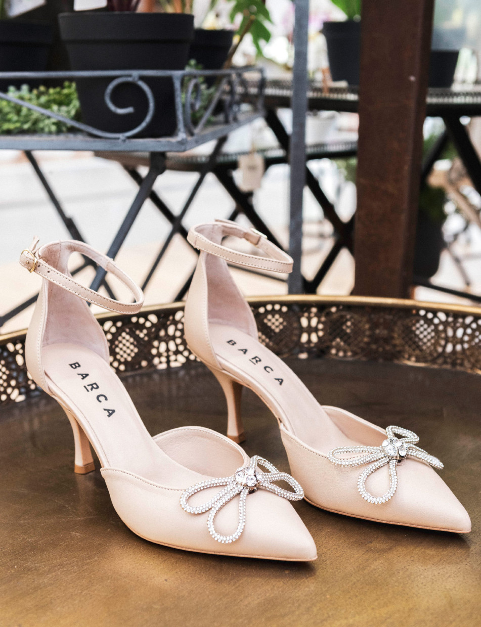 Décolleté e slingback tacco 7cm pelle beige