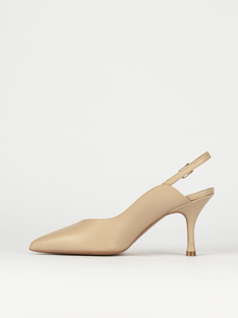 Pumps heel 6 cm beige leather
