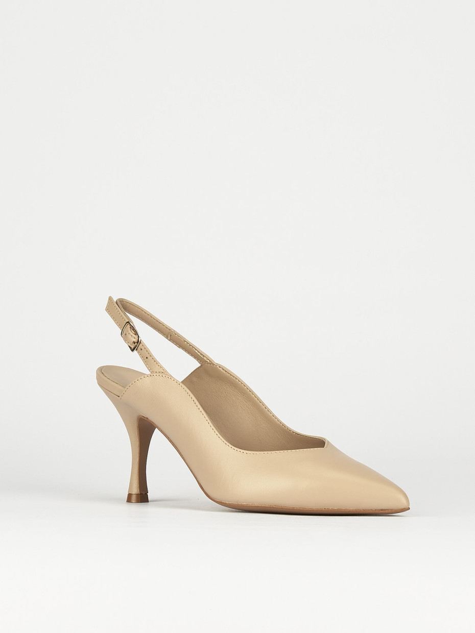 Pumps heel 6 cm beige leather