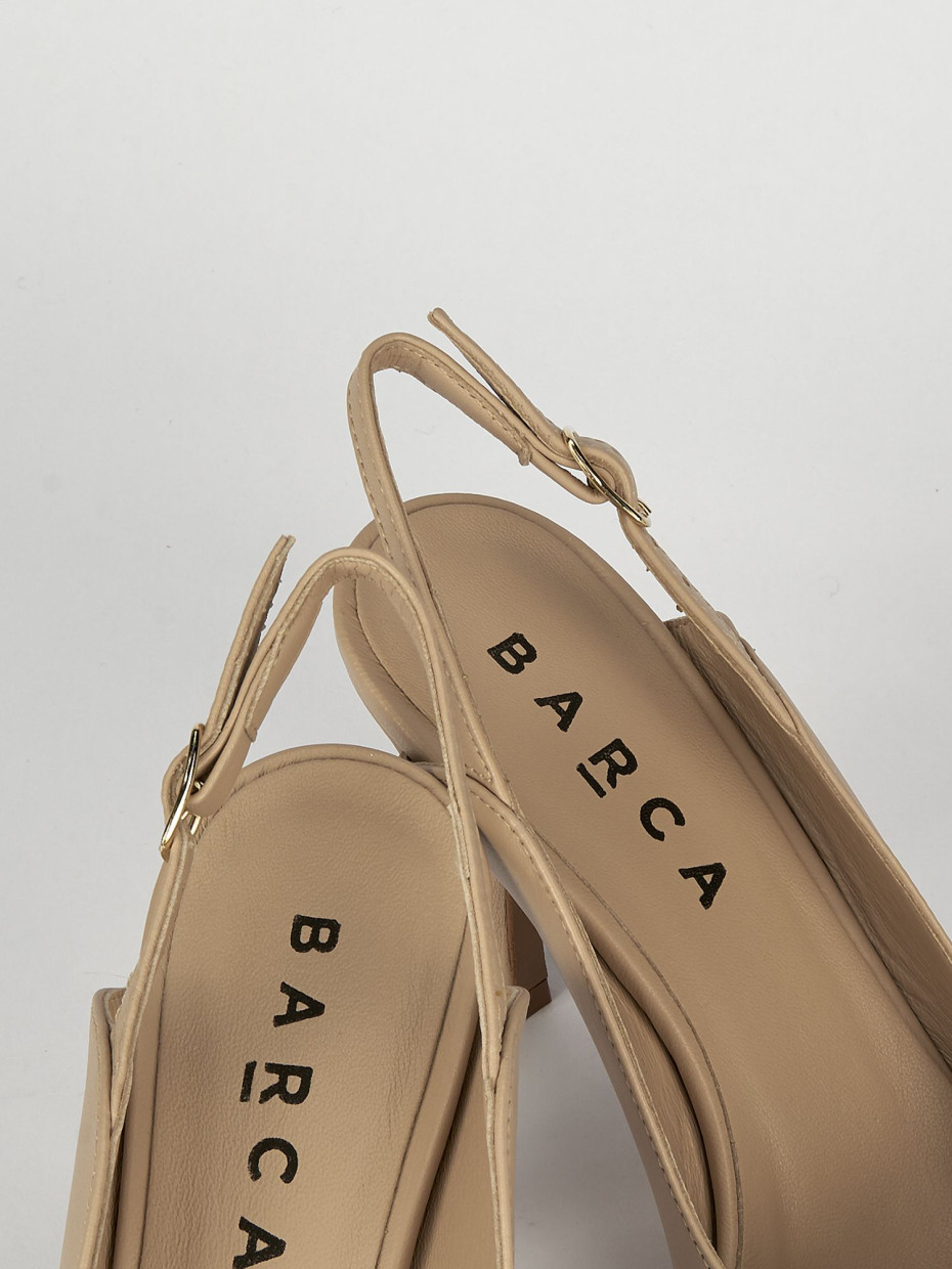 Pumps heel 6 cm beige leather