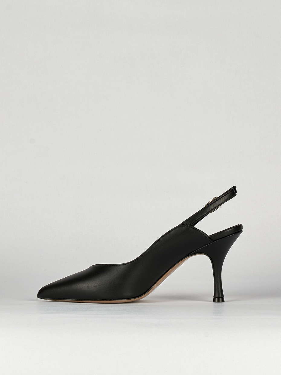 Slingback decoltè tacco 6 cm nero pelle