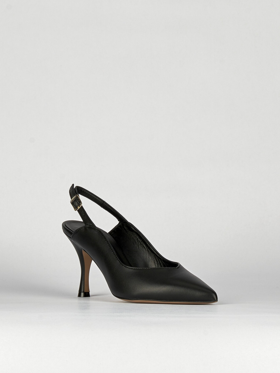 Slingback decoltè tacco 6 cm nero pelle