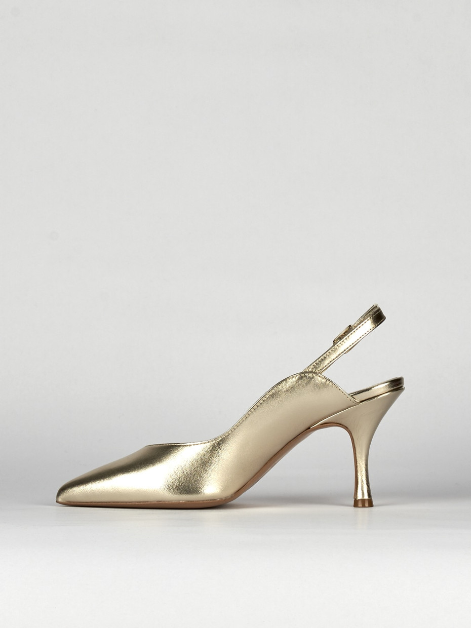 Slingback decoltè tacco 6 cm oro pelle