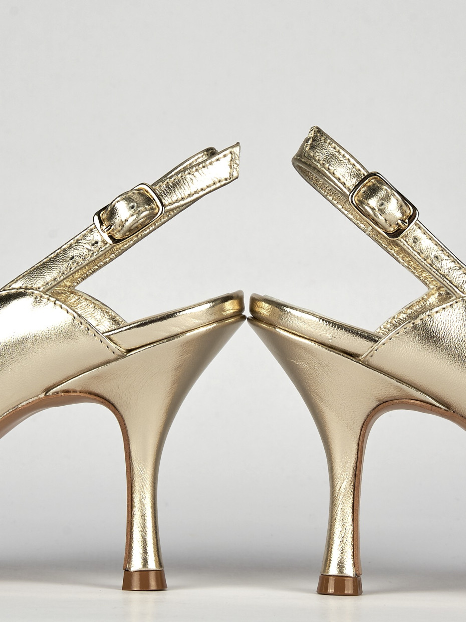 Slingback decoltè tacco 6 cm oro pelle