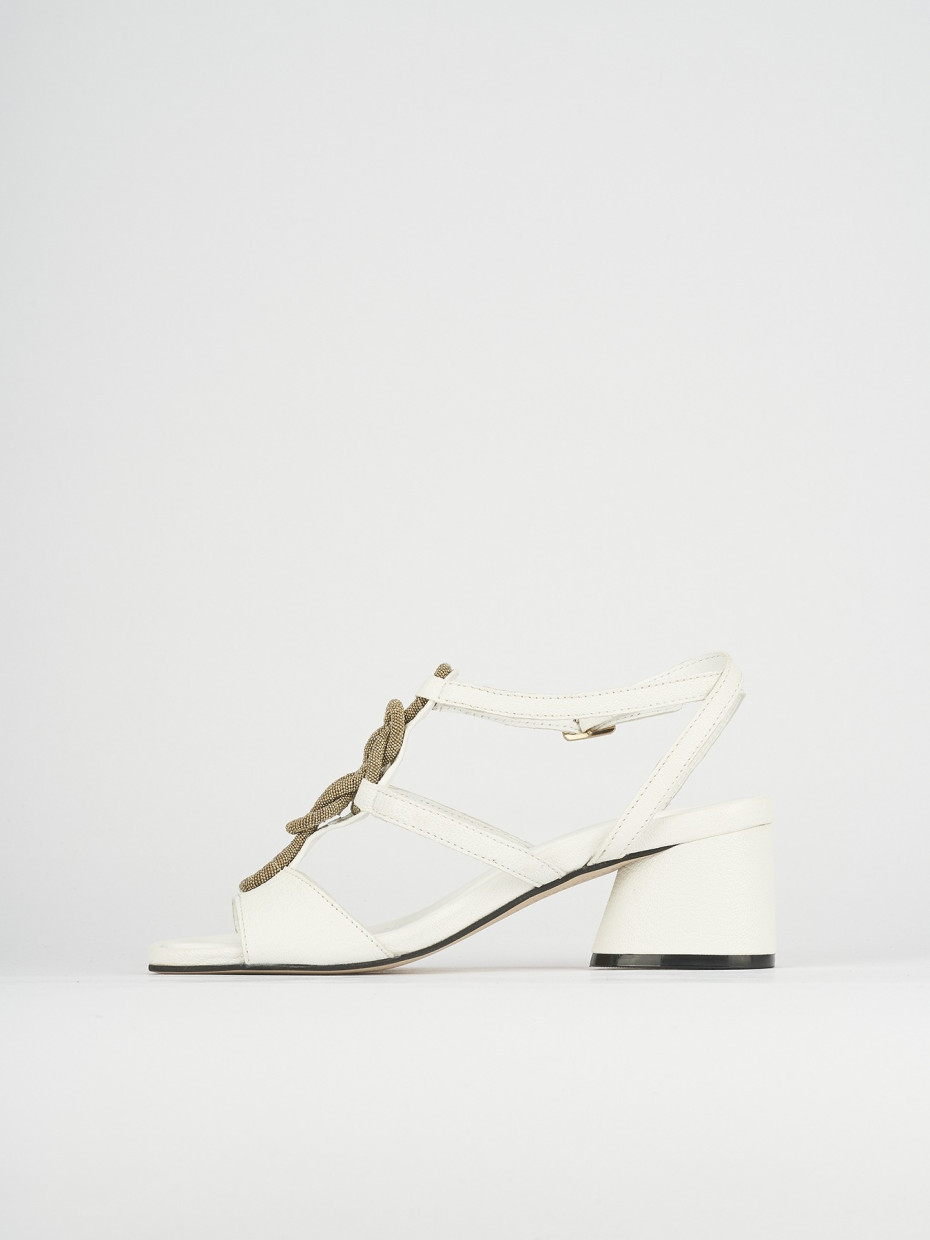 Sandali tacco 5cm pelle bianco