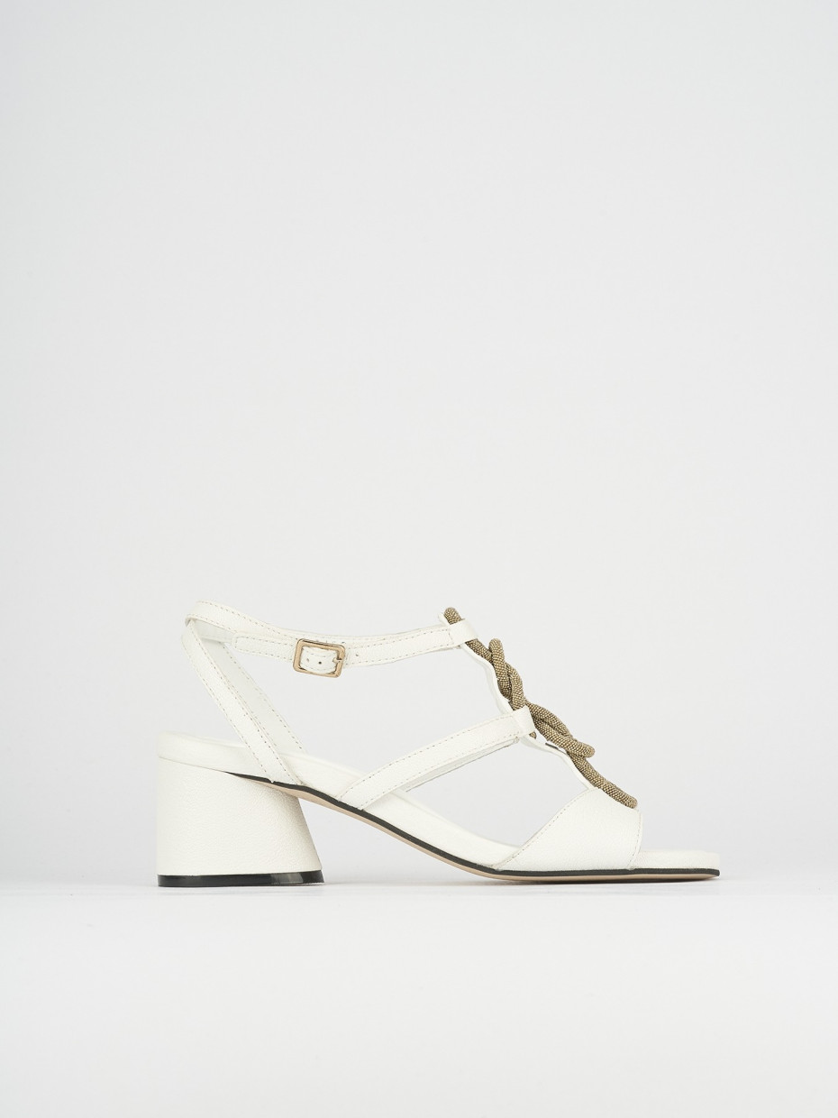 Sandali tacco 5cm pelle bianco