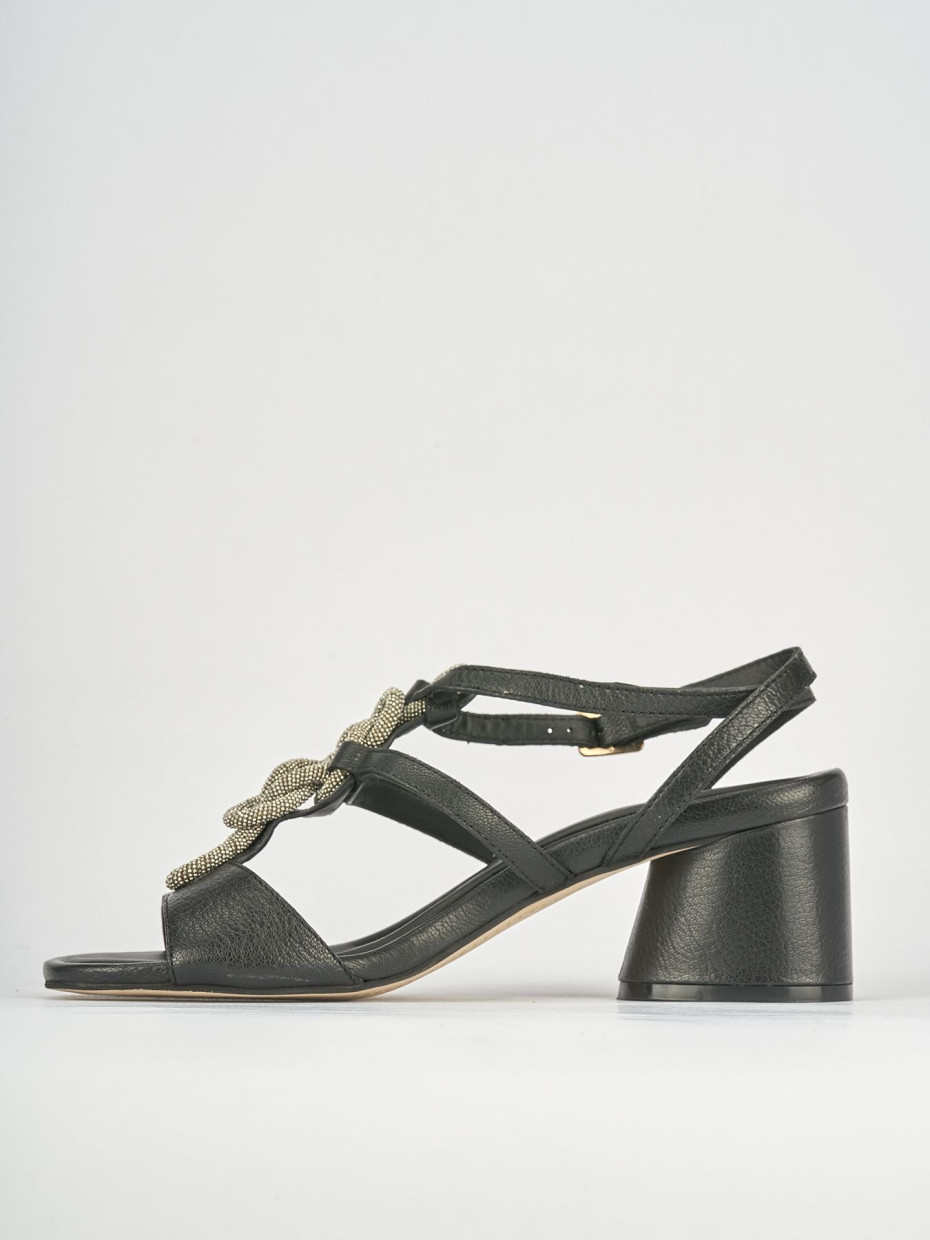 Sandali tacco 5cm pelle nero