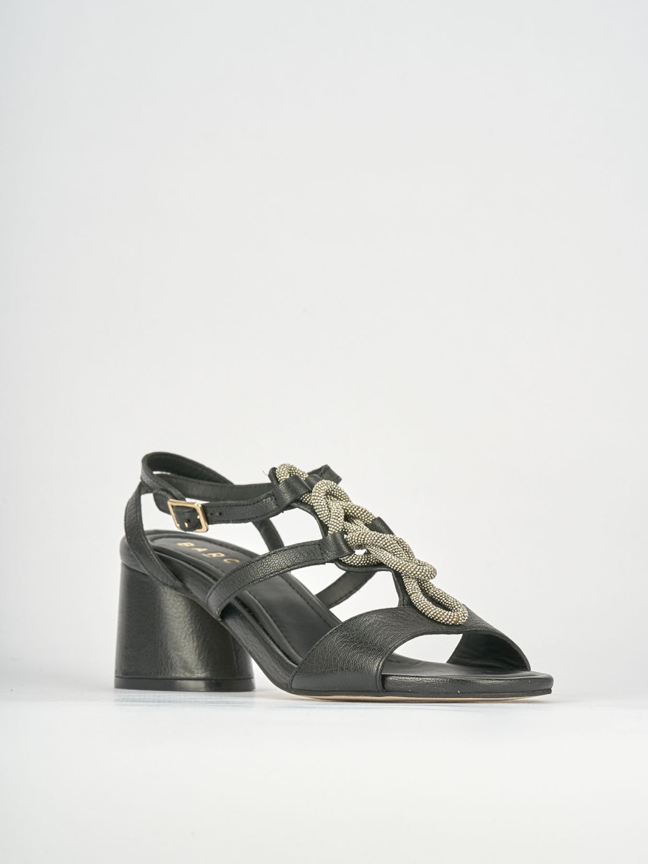 Sandali tacco 5cm pelle nero