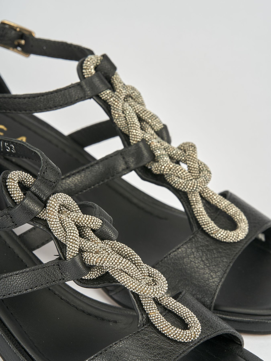 Sandali tacco 5cm pelle nero