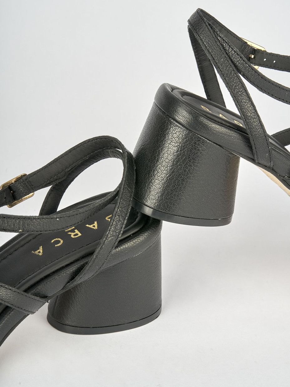Sandali tacco 5cm pelle nero