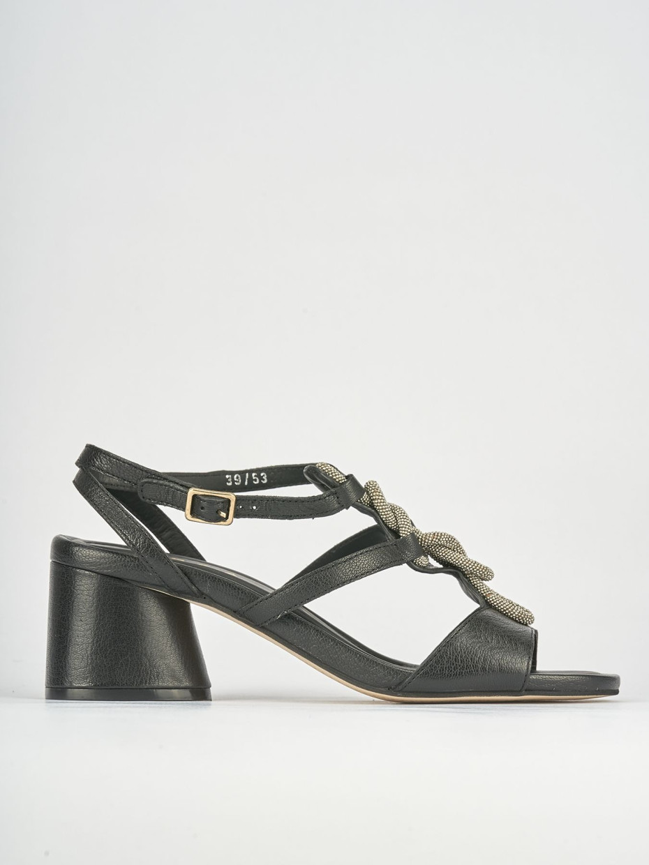 Sandali tacco 5cm pelle nero