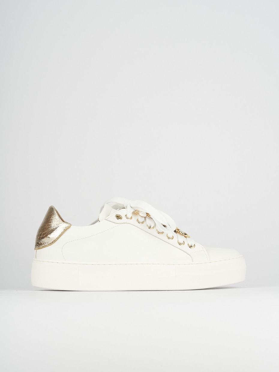 Sneakers tacco 1cm pelle bianco