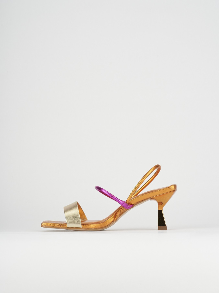 Sandalo tacco 5 cm arancio pelle