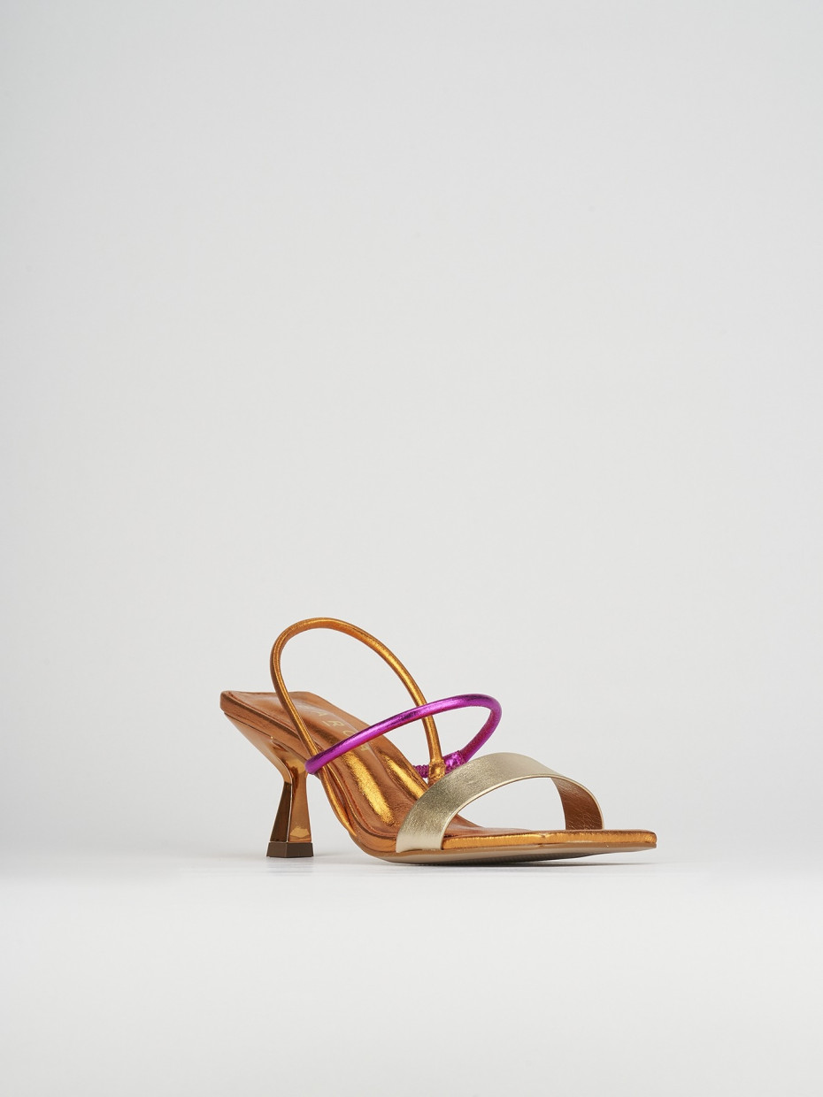 Sandalo tacco 5 cm arancio pelle Barca Stores
