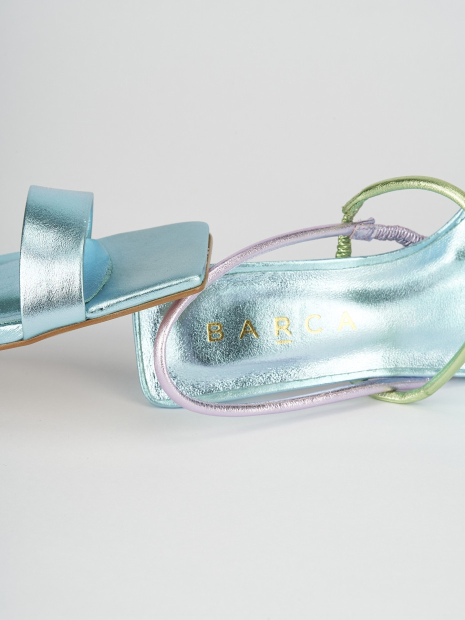 High heel sandals heel 5 cm light blue leather