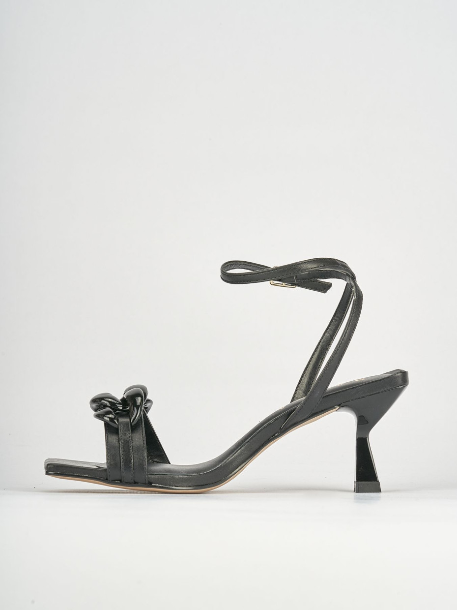 Sandali tacco 5cm pelle nero