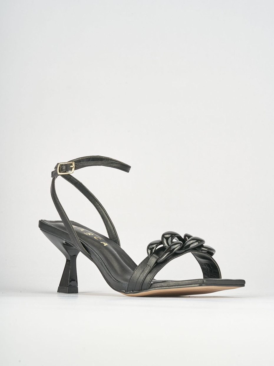 Sandali tacco 5cm pelle nero