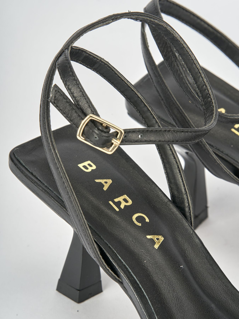 Sandali tacco 5cm pelle nero