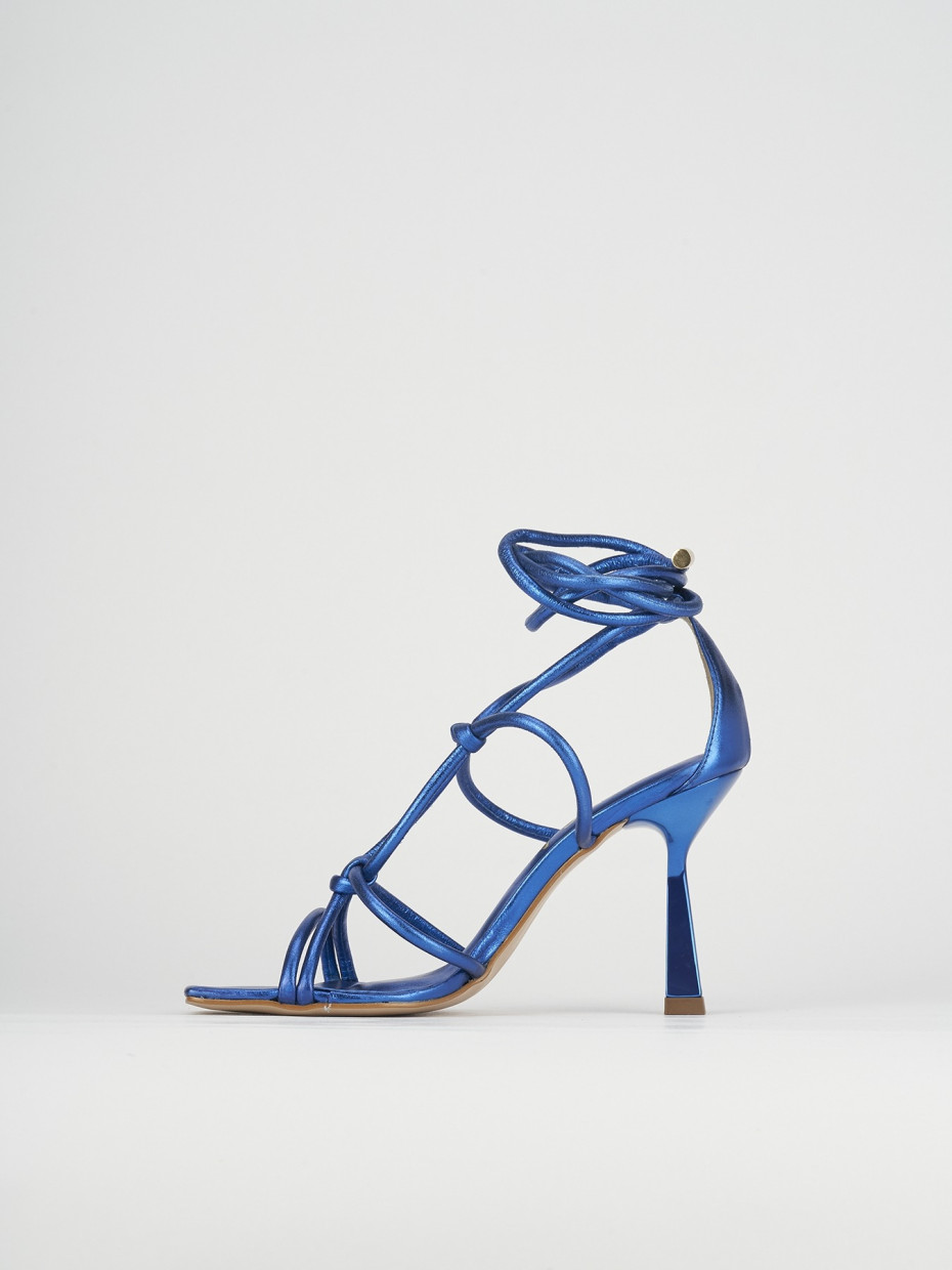 Sandalo tacco 9 cm blu pelle