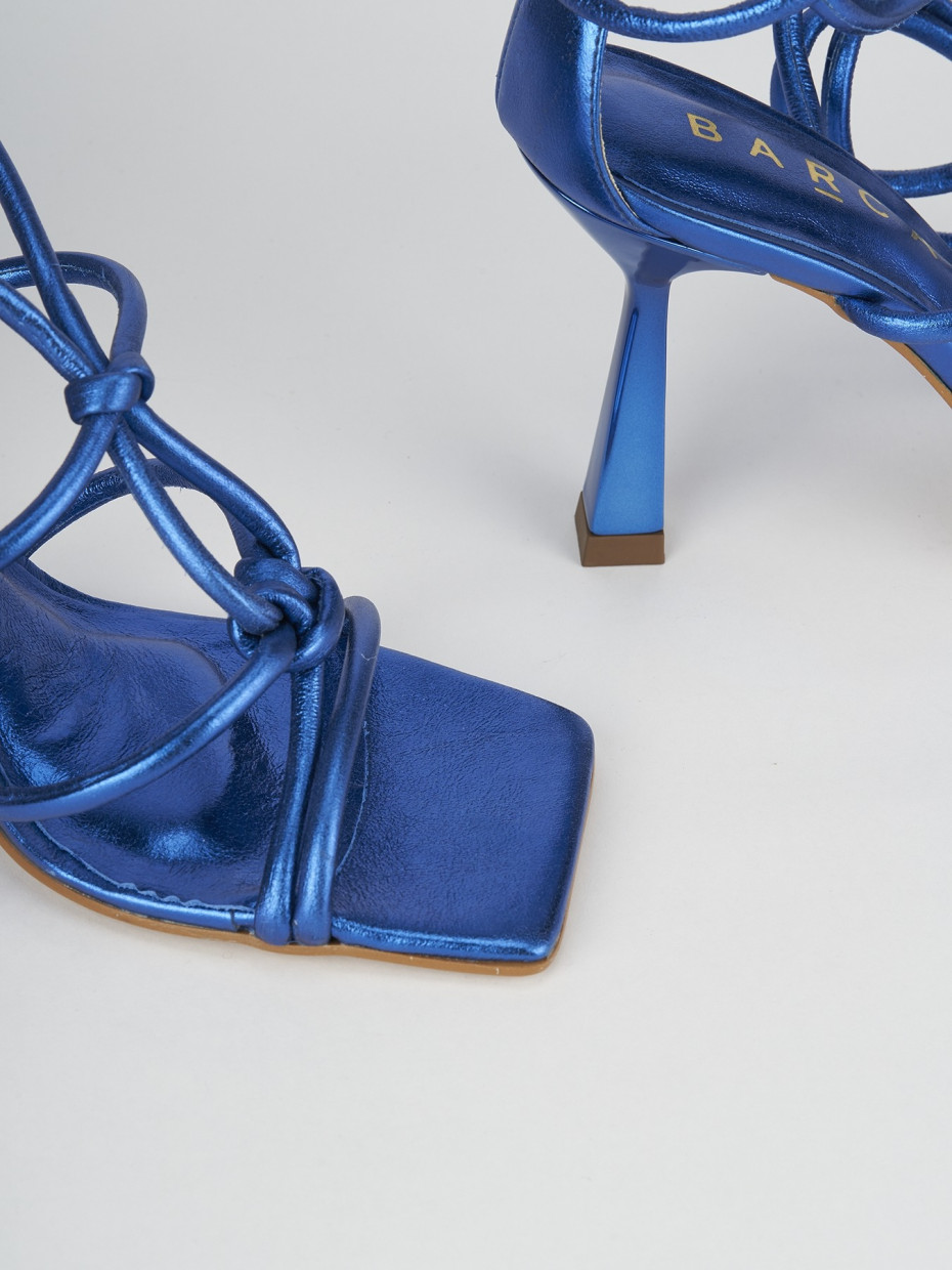 Sandalo tacco alto a rocchetto blu in pelle Barca Stores