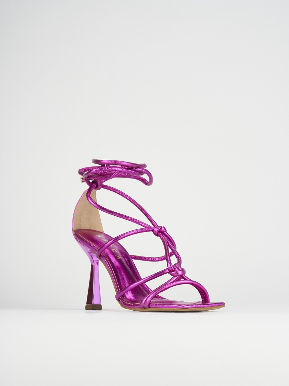 High heel sandals heel 10 cm pink leather