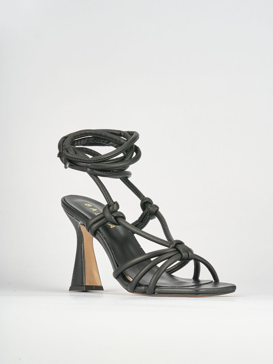 Sandali tacco 9cm pelle nero