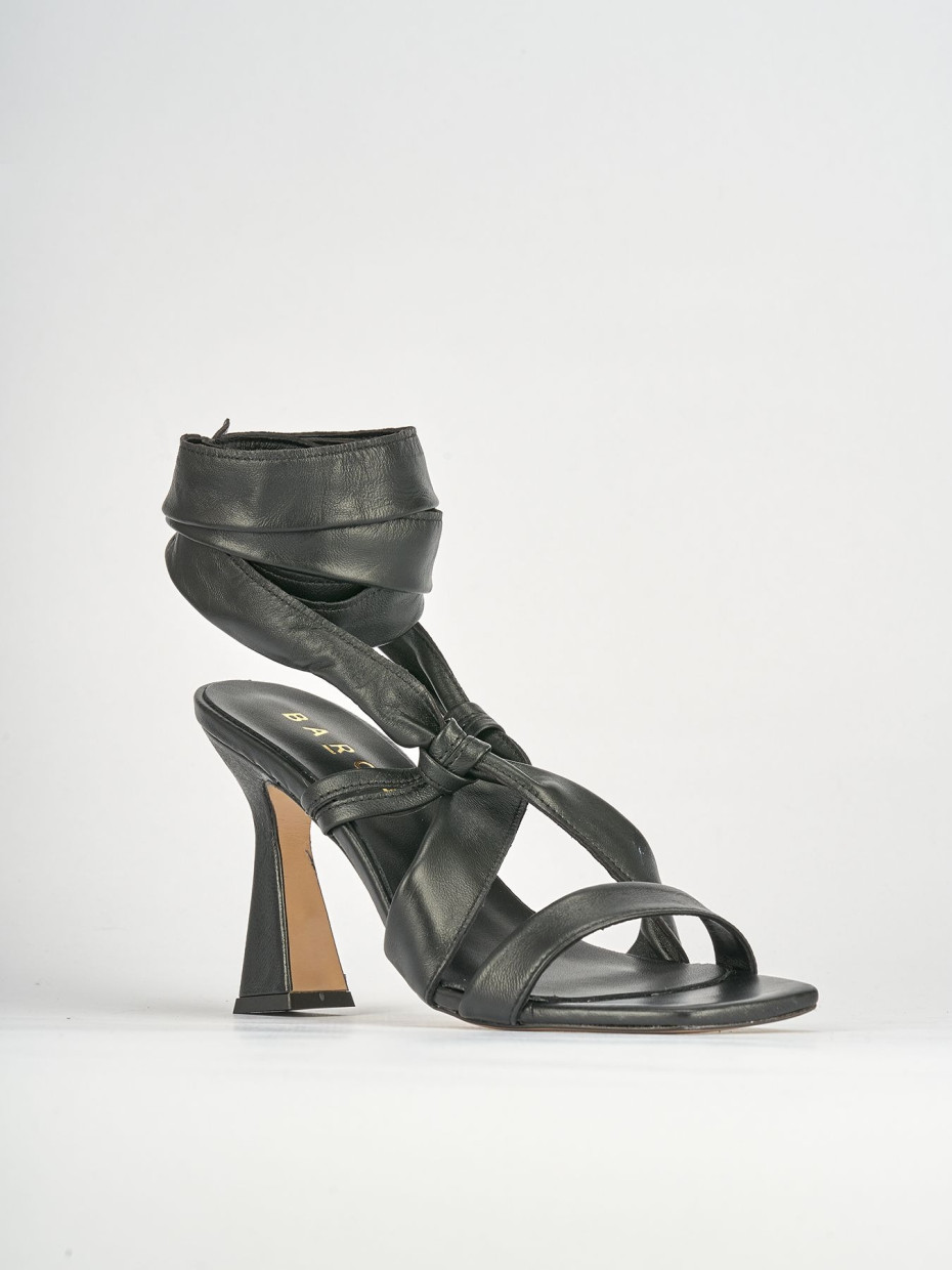 Sandali tacco 9cm pelle nero