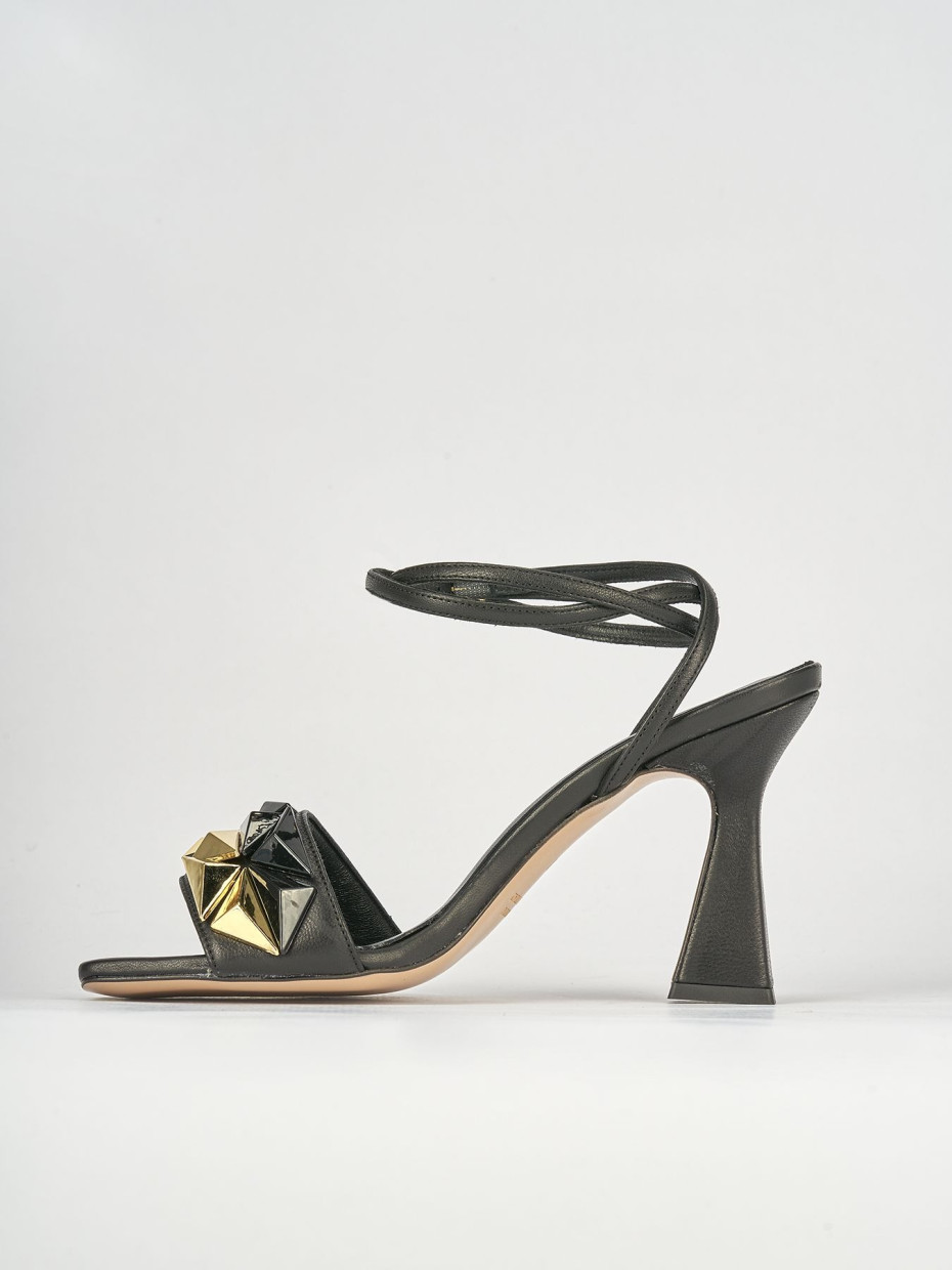 Sandali tacco 9cm pelle nero