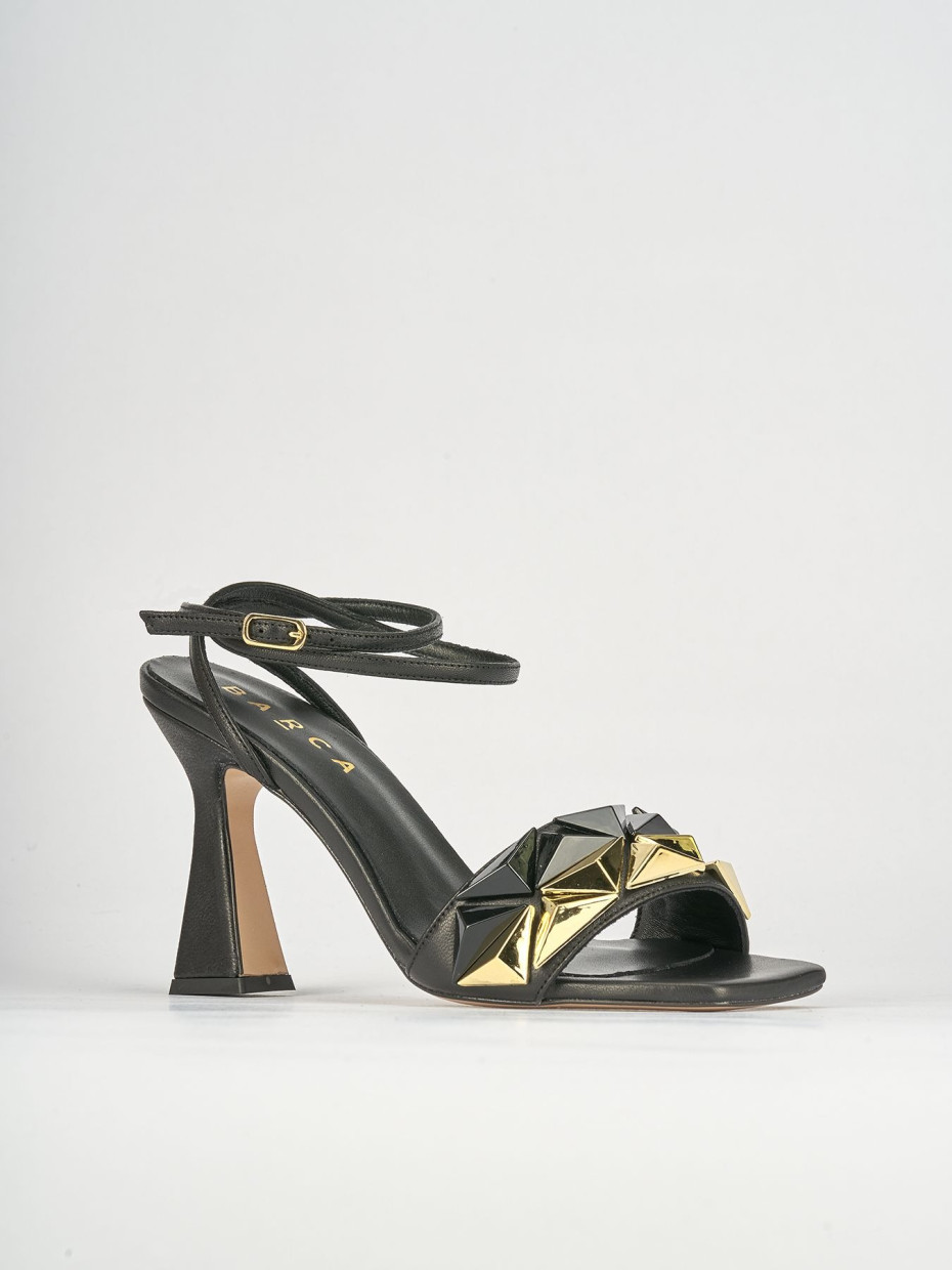Sandali tacco 9cm pelle nero
