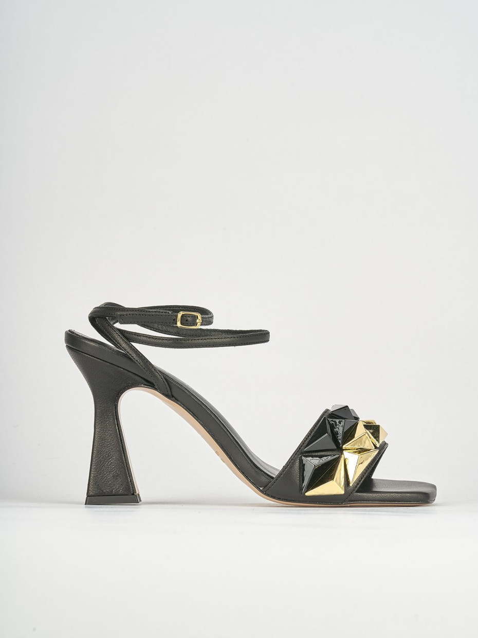 Sandali tacco 9cm pelle nero