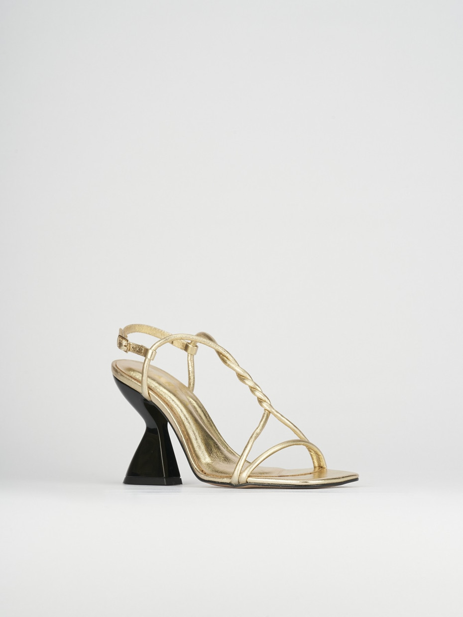 High heel sandals heel 10 cm gold leather