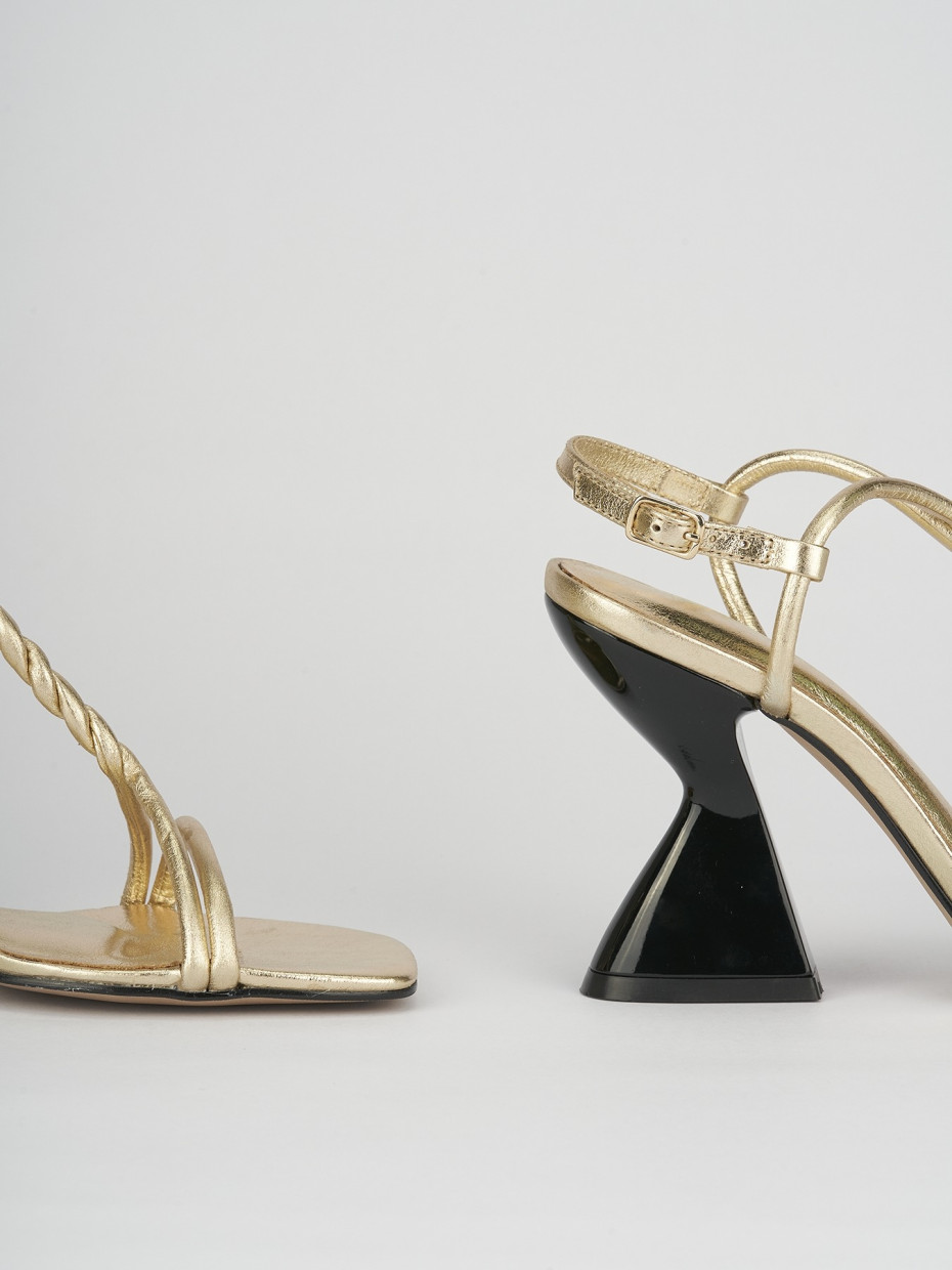 High heel sandals heel 10 cm gold leather