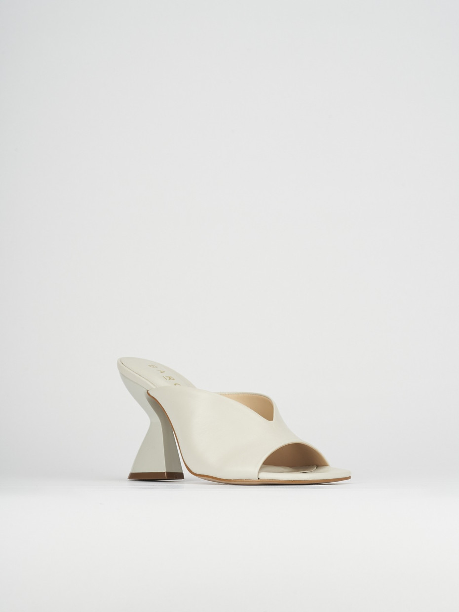 Slippers heel 10 cm white leather