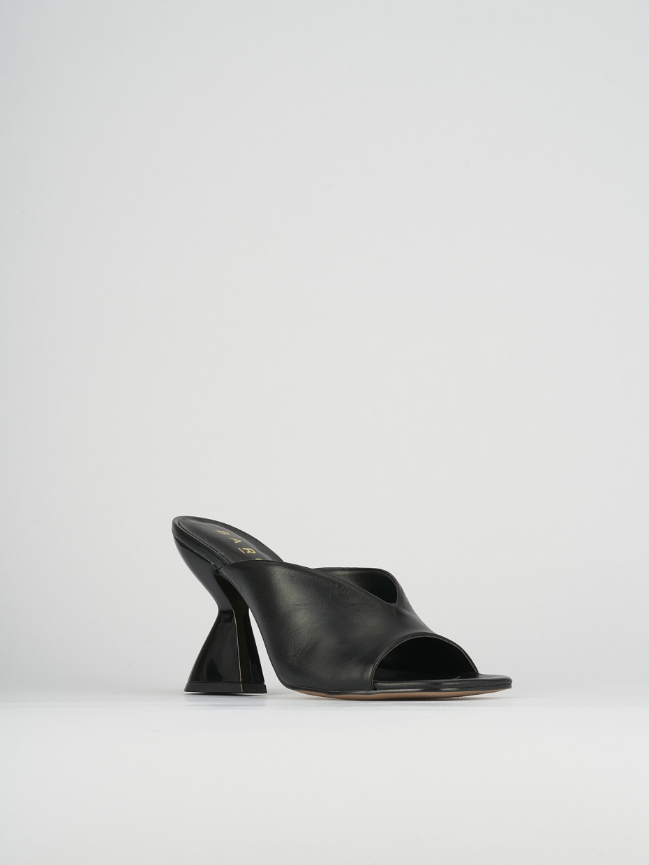 Slippers heel 10 cm black leather