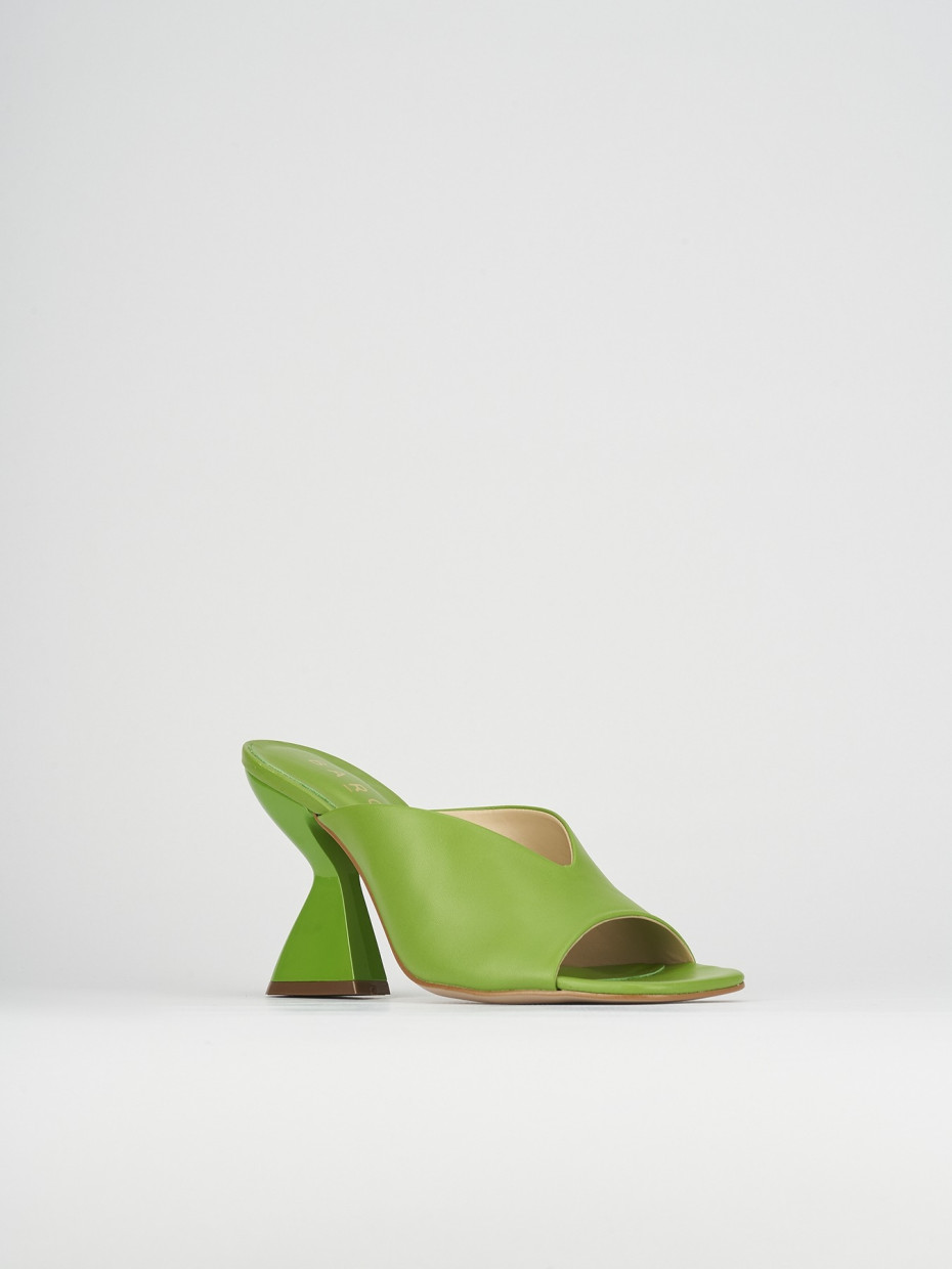 Slippers heel 10 cm green leather