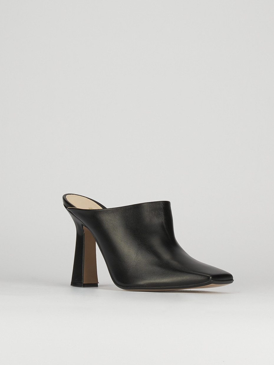 Sabot woman heel 9 cm black leather Barca Stores