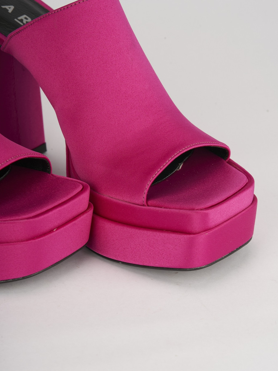 Slippers heel 10 cm pink leather