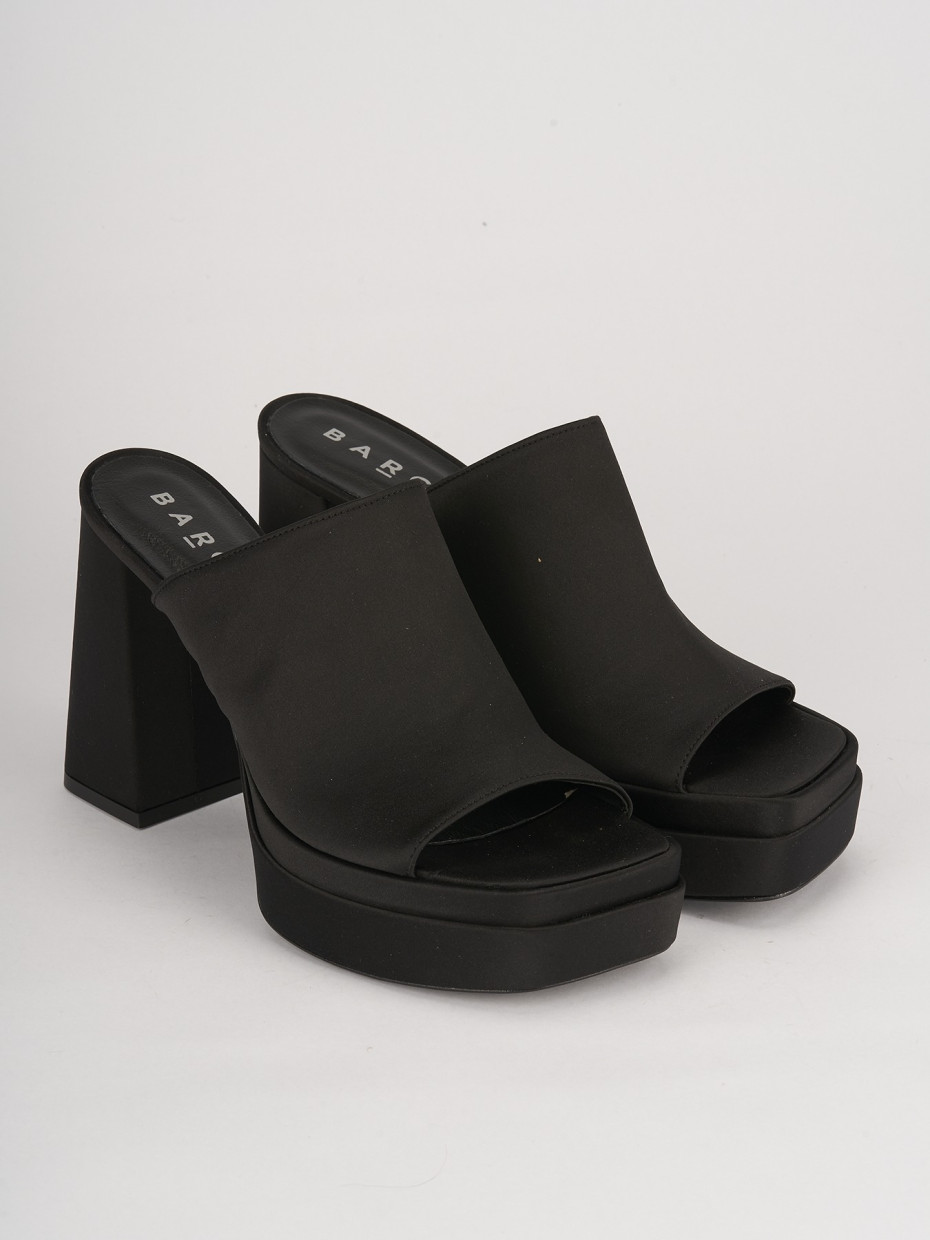 Slippers heel 10 cm black leather