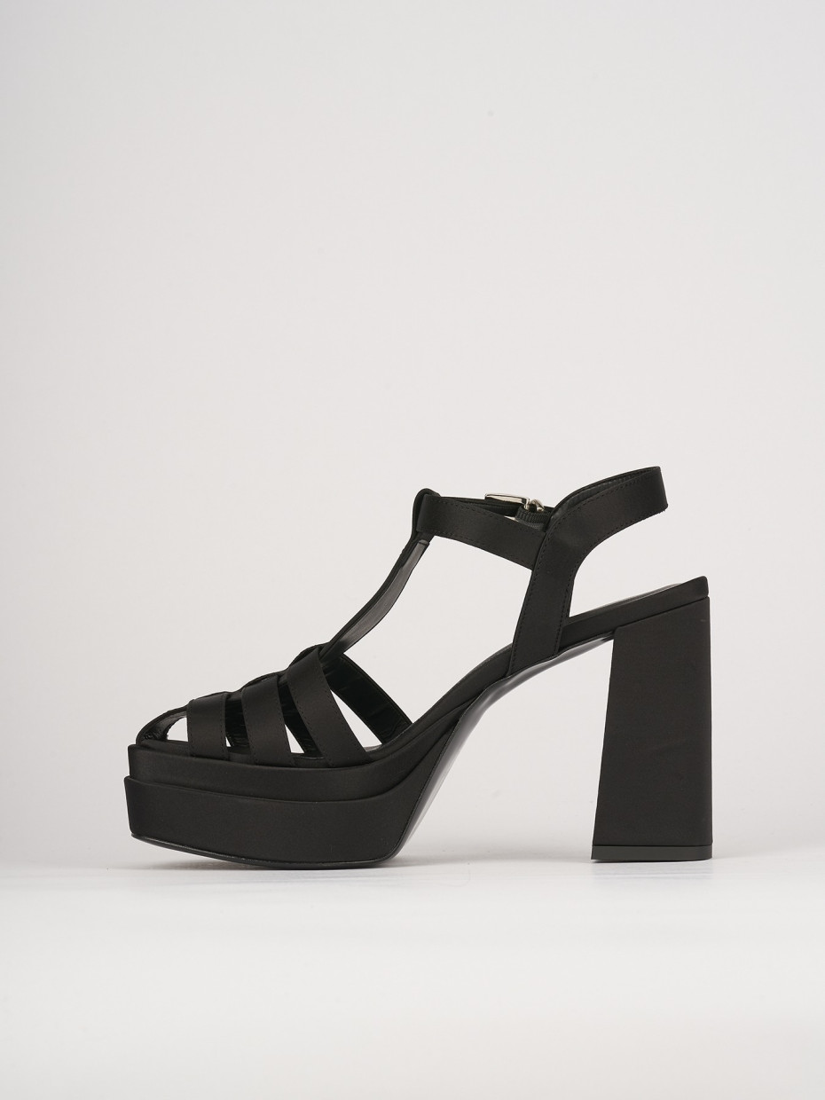 High heel sandals heel 10 cm black leather