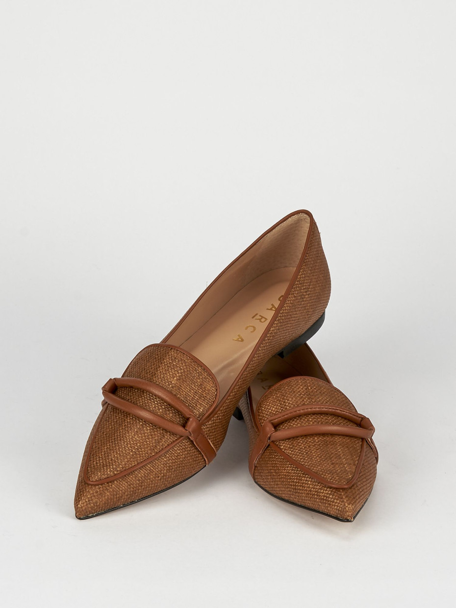 Flat shoes heel 1 cm brown tissue