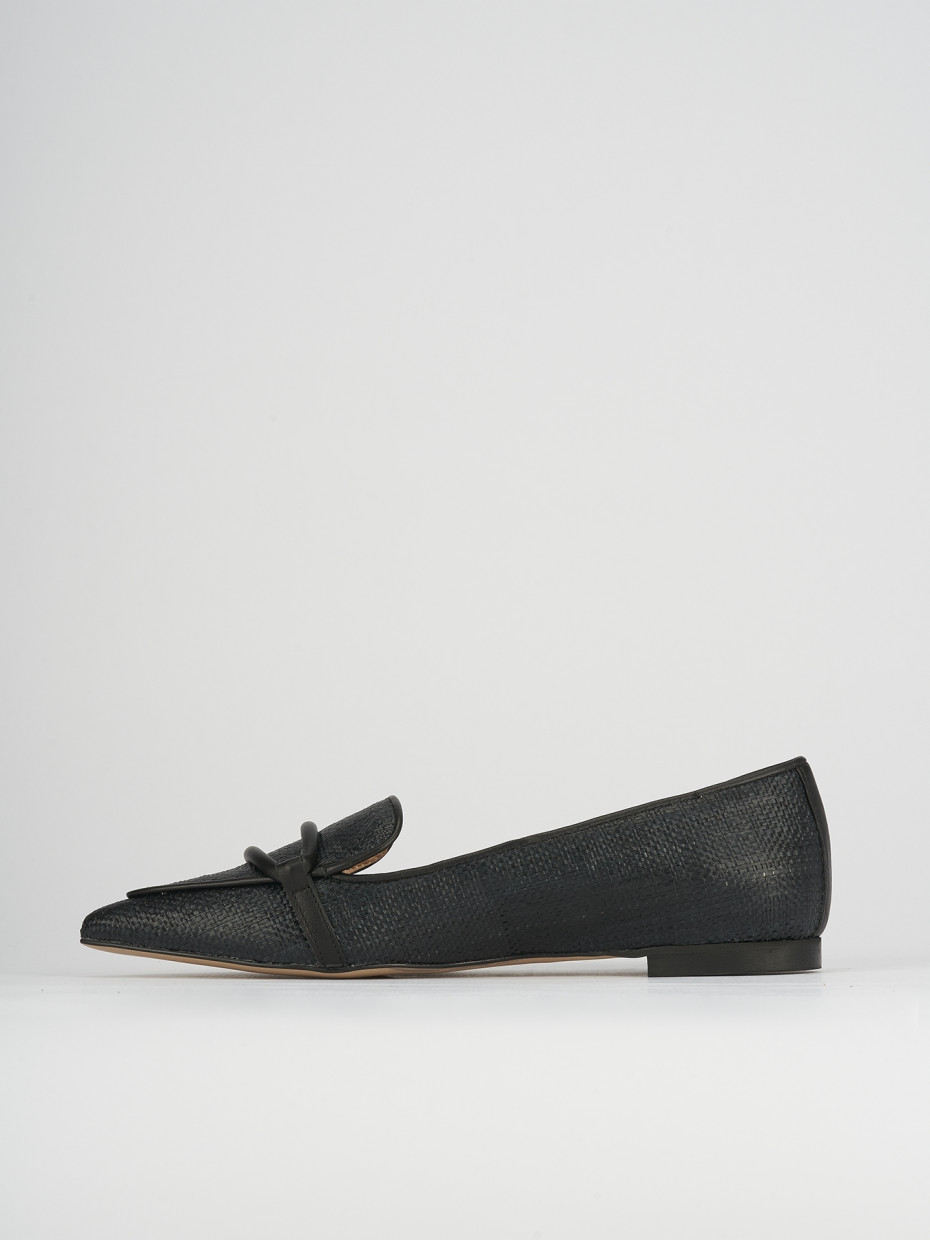 Flat shoes heel 1 cm black tissue